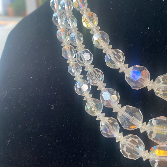 1950’s vintage AB Crystal three strand necklace 16” - Picture 5 of 12